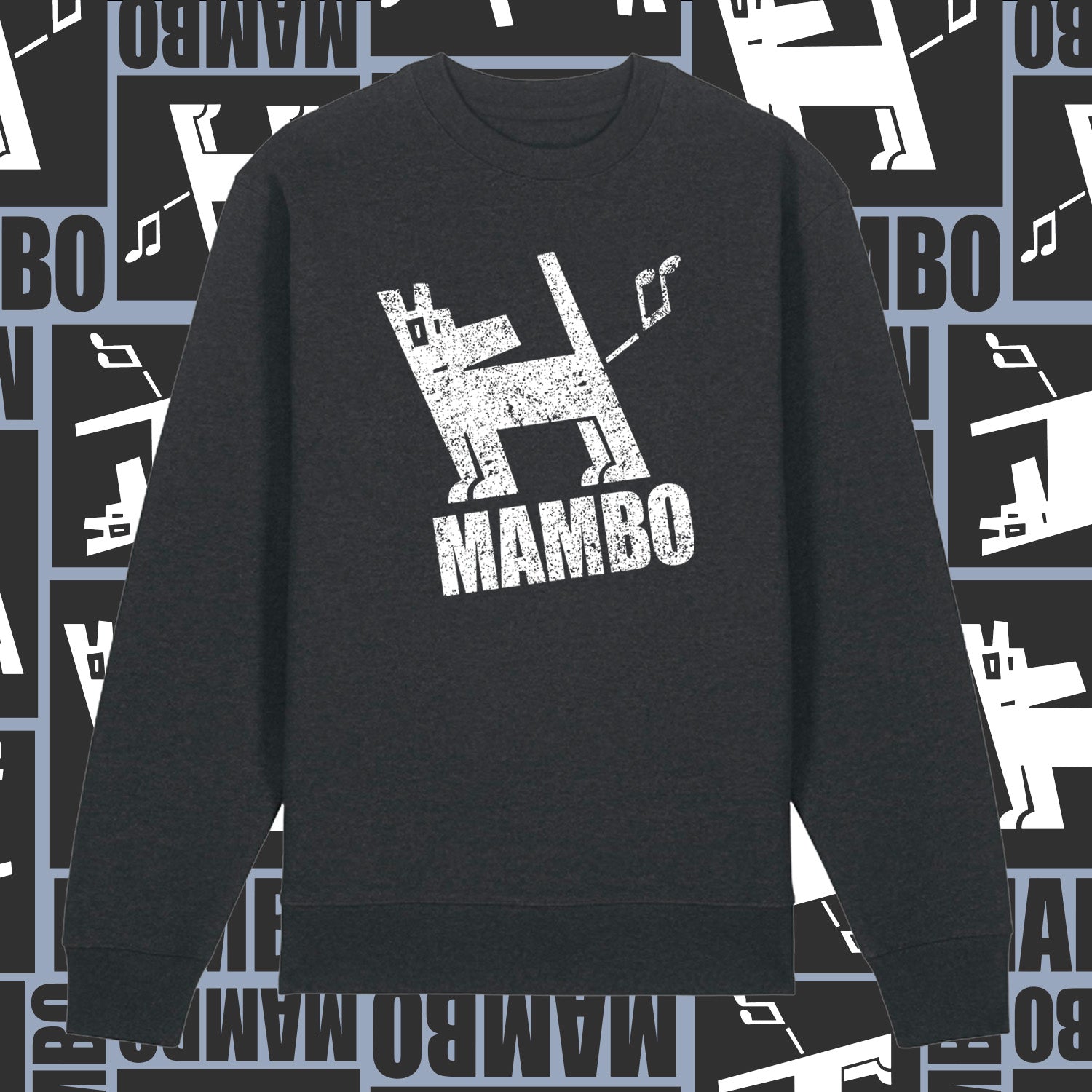 Mambo 'Distressed Dog' Sweatshirt - Dark Grey - Mambo